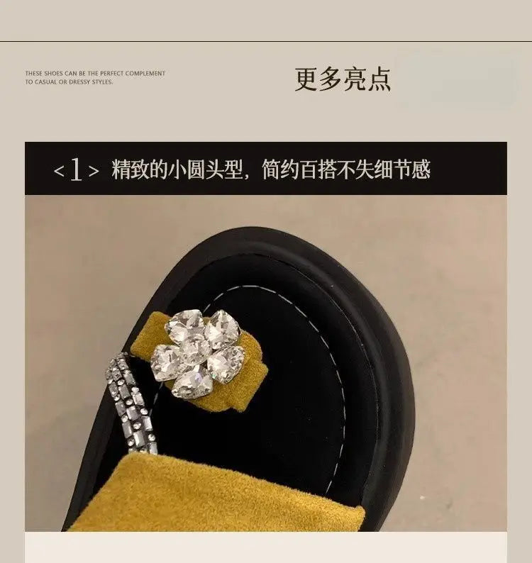 Diamond toe thick soled slippers for women's summer shoes, new height increasing design, paired with skirts and women's sandals