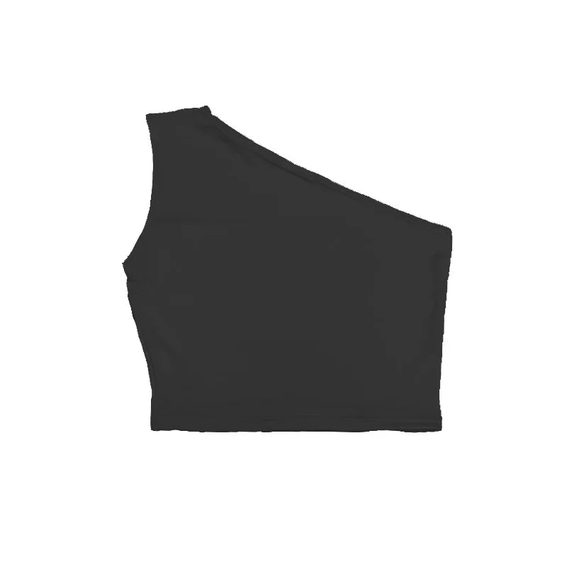 Women Sexy Tank Top Off One Shoulder Slim Halter Backless Bare Midriff Camis Tube Top Female Sleeveless Cropped Vest