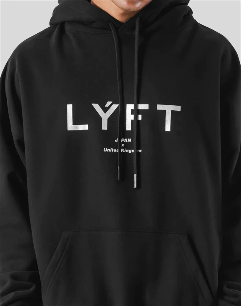 LYFT Classical LOGO Men Hoodies Winter Fleece Warm Mens Sweatshirt Fashion Streetwear Casual Men's Loose Pullovers Brand Hoody