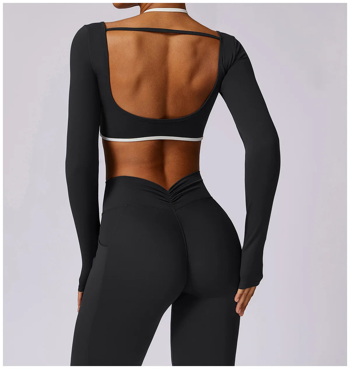 Sexy Yoga Women's 2 Pieces Gym Sports Suit Workout Clothing Long Sleeve Gym Crop Top High Waist Leggings Fitness Bra Sportswear