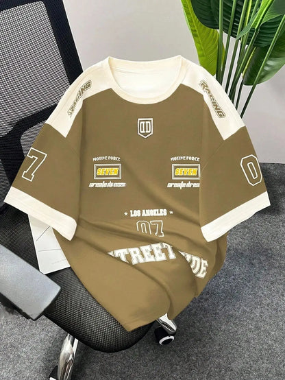 The 2025 summer new men's T-shirt 3D digital printed short-sleeved T-shirt, men's sportswear, Brooklyn racing football T-shirt,