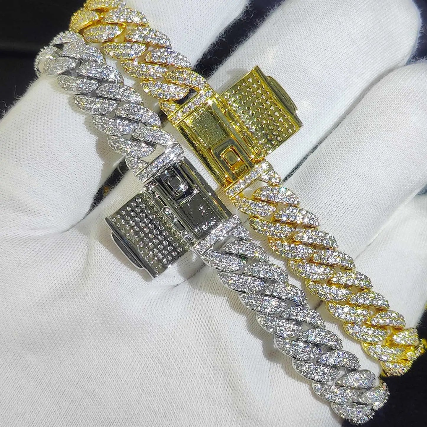 Luxury Jewelry Bling CZ Cuban Link Bracelet Two Row Zircon Copper Miami Cuban Bracelet Iced Out Hip Hop Men Women