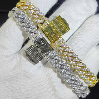 Luxury Jewelry Bling CZ Cuban Link Bracelet Two Row Zircon Copper Miami Cuban Bracelet Iced Out Hip Hop Men Women
