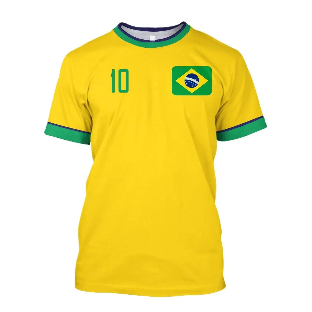 2023 New Brazil Jersey T-shirt Fine Design Brazilian Select Shirt O Neck Oversized Football Team Casual Streetwear Mens Clothing