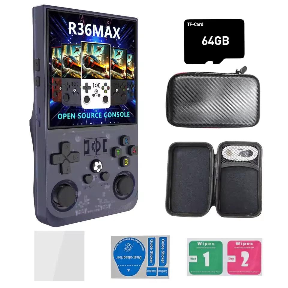 Open Source R36Max 4 Inch IPS Screen Retro Handheld Video Game Console Linux System Portable Pocket Game Player RK3326 Chip
