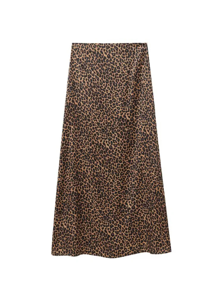TFMLN Women Vintage Leopard Print Skirts Female 2026 Street Chic High Waist Long Skirt Spring Office Slim Fashion New Skirts