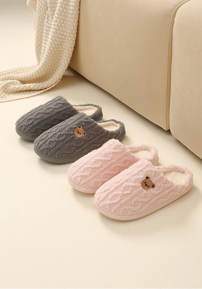 Cotton slippers for women in autumn and winter, new indoor and household anti slip warm plush slippers for men