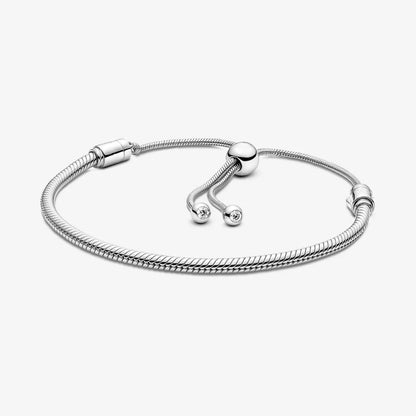 Hot Sale 925% sterling silver original heart-shaped square round clasp snake chain charming bracelet fien jewelry for women