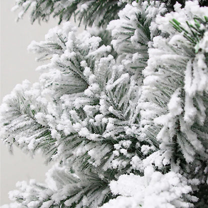 Christmas tree with white flocking, realistic snowfall effect, Christmas tree made of pine wood