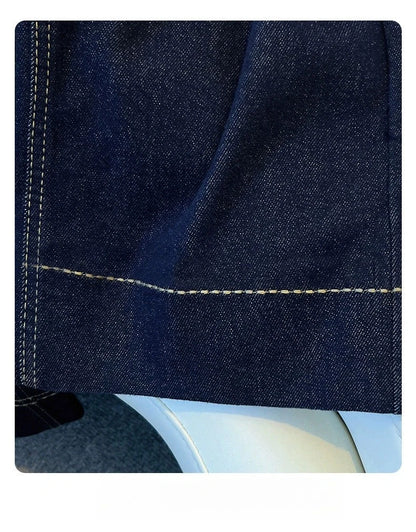 Female Trousers Women Button Zipper Closure Pockets Cozy Lady Pants Stylish Navy Blue Denim High Waisted Wide Leg Casual Jeans