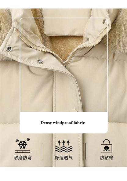 Winter Short Parkas Women's Cotton-padded Clothes Add Velvet Thicken Outerwear Fur Collar Removable Hooded Coats Warm Jackets