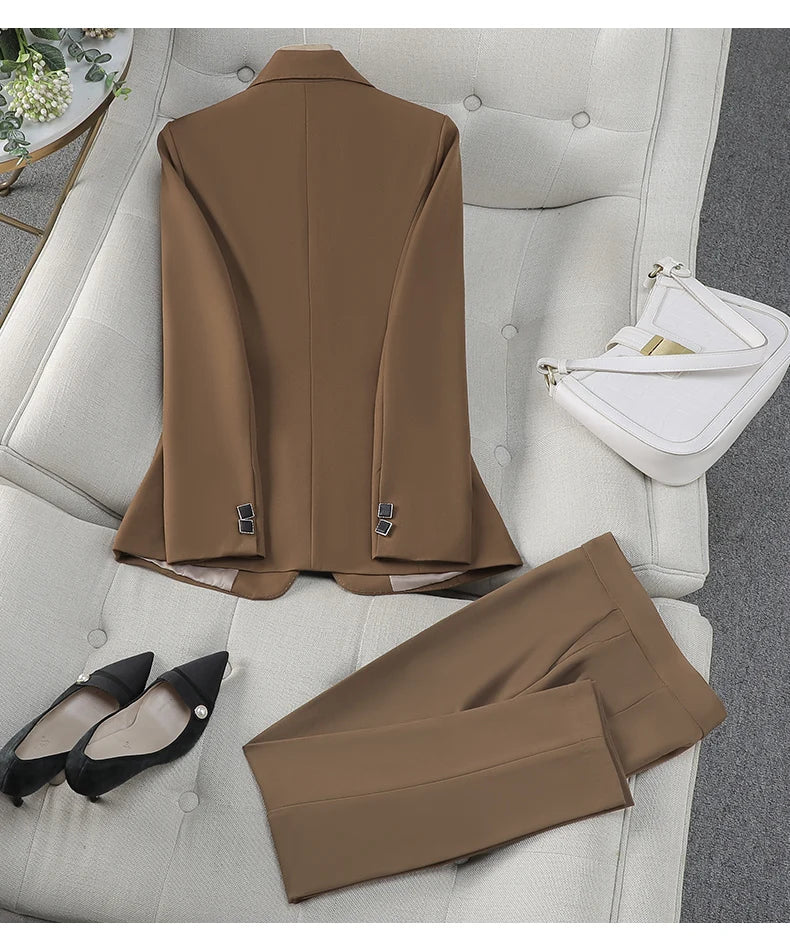 Autumn Winter Women Pant Suit Office Ladies Female Business Work Wear 2 Piece Set Formal Blazer Jacket And Trouser