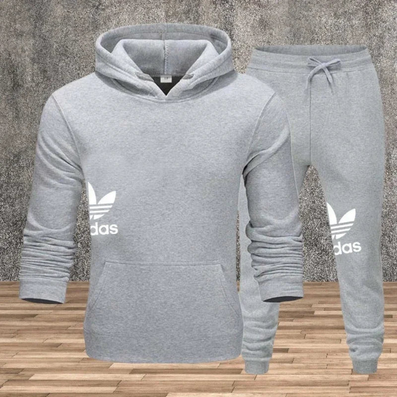 Autumn and winter hooded sweatshirt, pullover and casual pants fitness two-piece men's fashionable jogging sports set