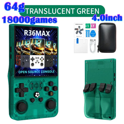 R36MAX Game Console 64GB 128GB 18000+GAMES Linux System 4.0inch K36 vs R36S 3.5inch Pocket Video Player No Download Required