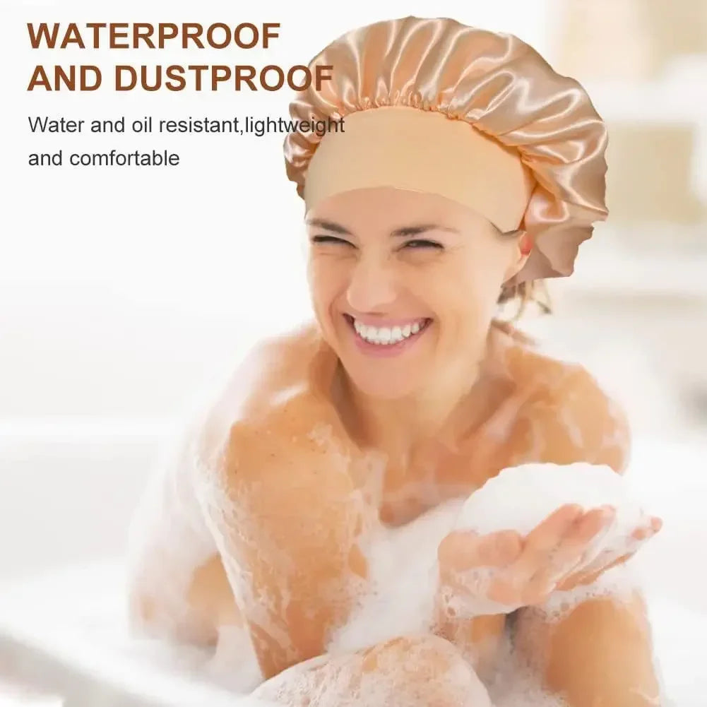 Bonnet Satin Sleeping Hat Hair Night Sleep Cap Head Cover Shower Caps for Bath and Sauna Bathing Shower Caps Bathroom Products