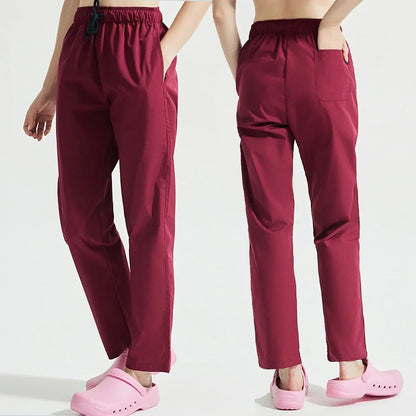 Button Closure and waist retraction Scrub Set Medical Uniforms Nurse Clothes Women Round Neck Surgical Workwear Pair Dental Suit