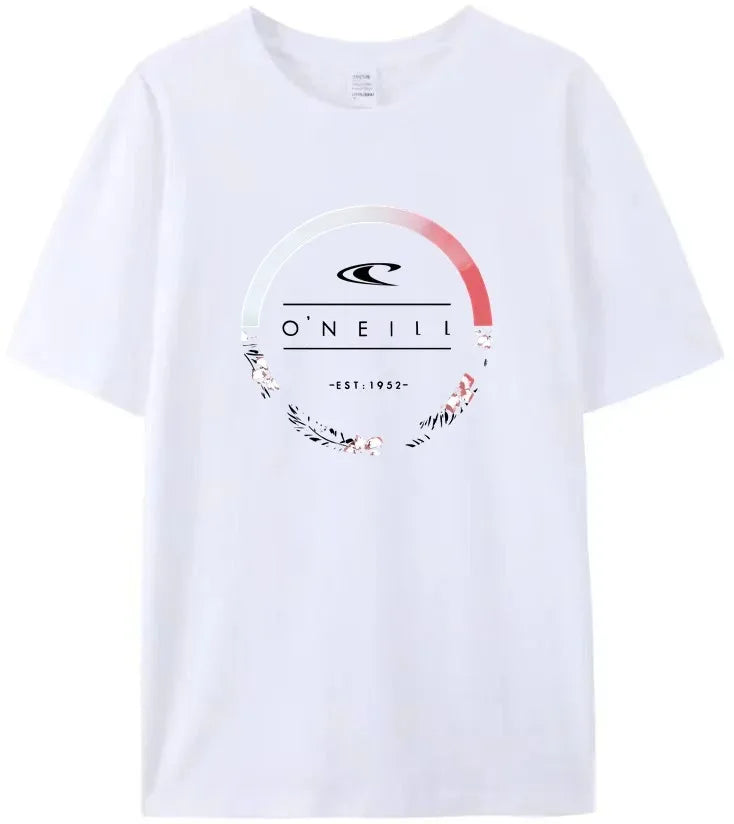 2024 New Beach Men's Summer Hot Sale Men's Curled Oneill 100%cotton T Shirt Round Garland Logo Top Quality Tees