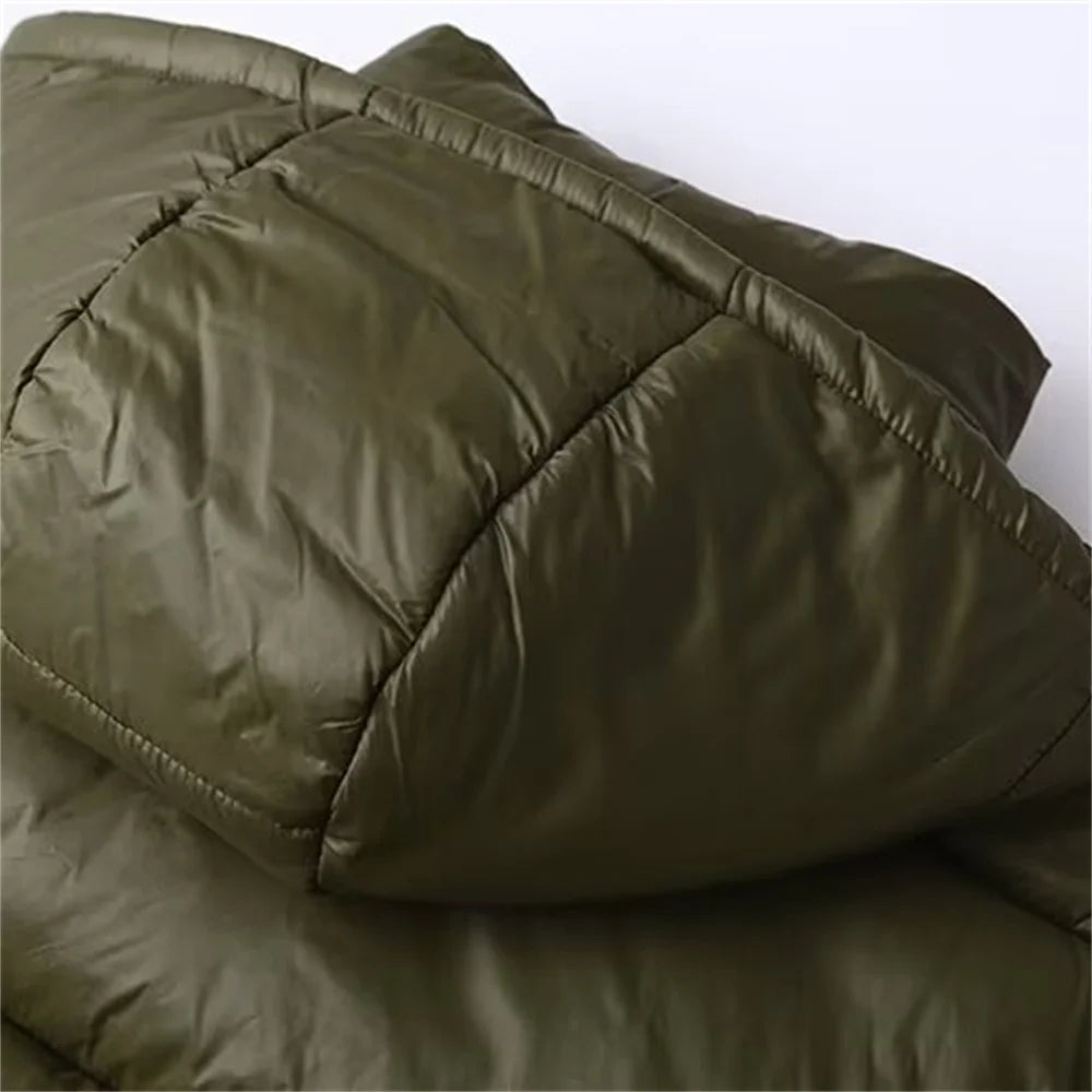 Autumn/Winter New Product Women's Standing Neck Hooded Long Sleeve Side Pocket Short Cotton Coat Jacket