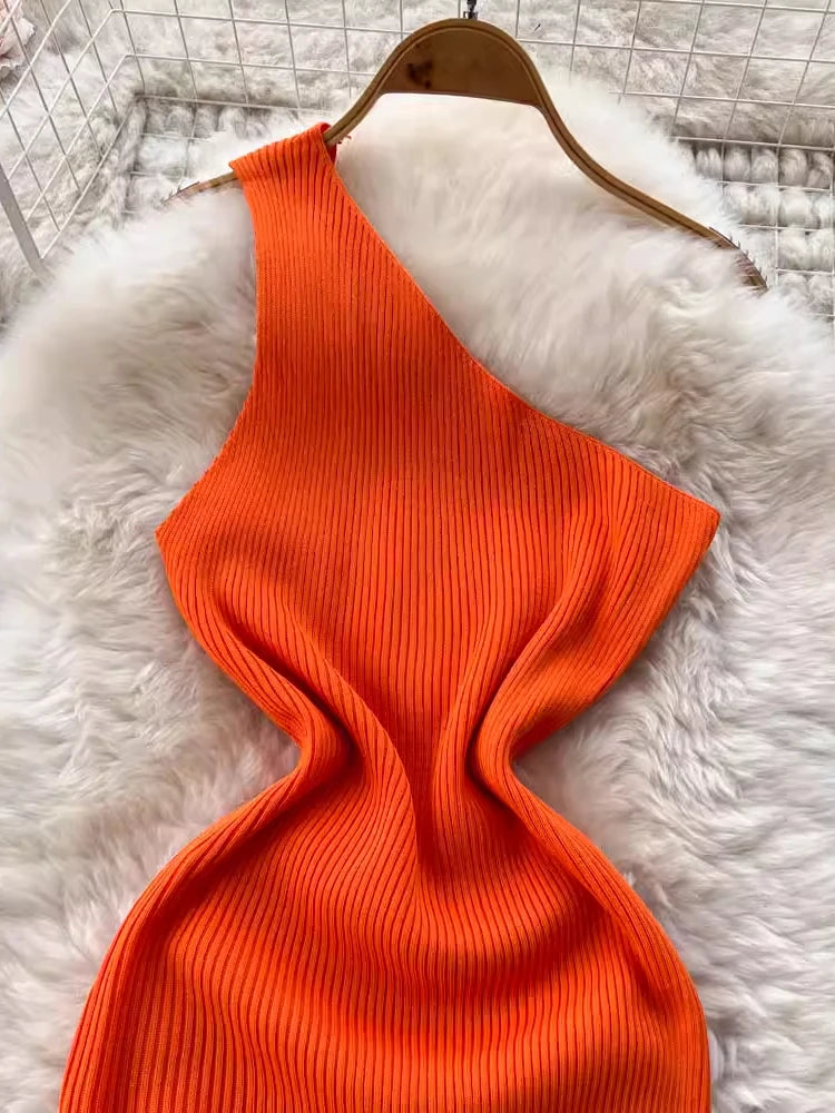 Solid New Chic Fashion Sexy Package Hips Mini Dress Women Summer Slim Elastic Knitted Party Dress Streetwear Lady Outfits
