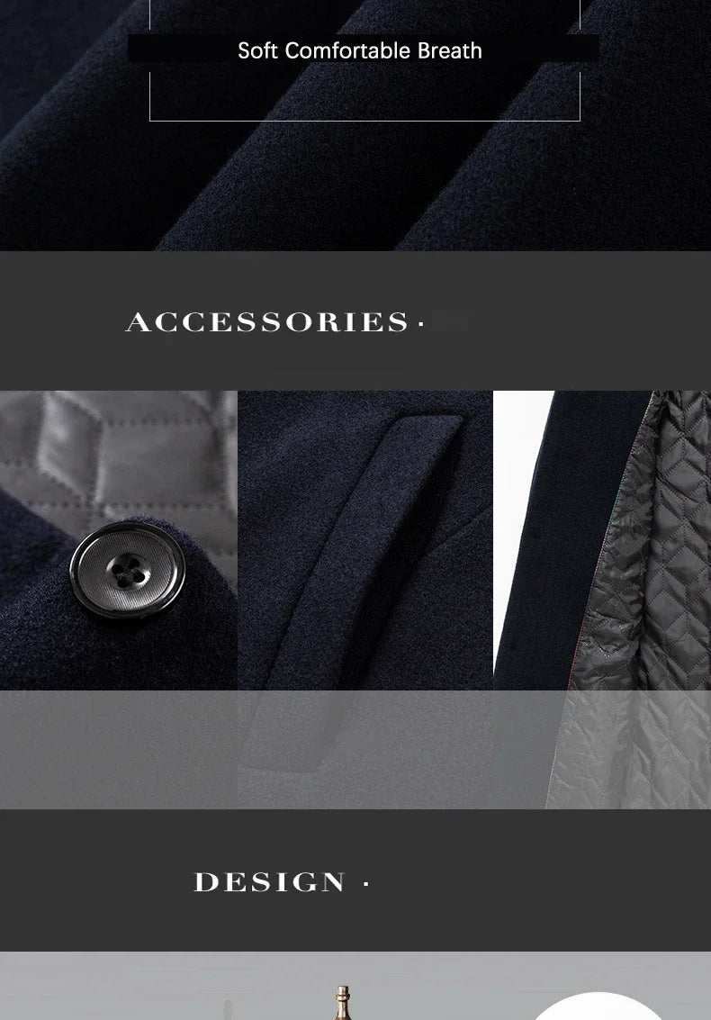 TFETTERS Brand Trench Coat Korean Fashion Business Casual Stand Collar Long Jackets for Men 2025 Autumn Windbreaker Winter Coats