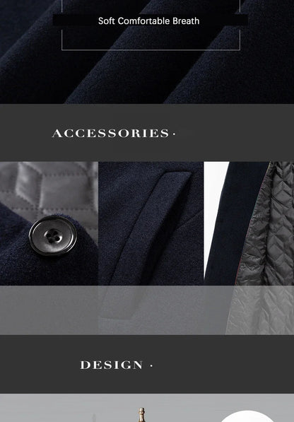 TFETTERS Brand Trench Coat Korean Fashion Business Casual Stand Collar Long Jackets for Men 2025 Autumn Windbreaker Winter Coats