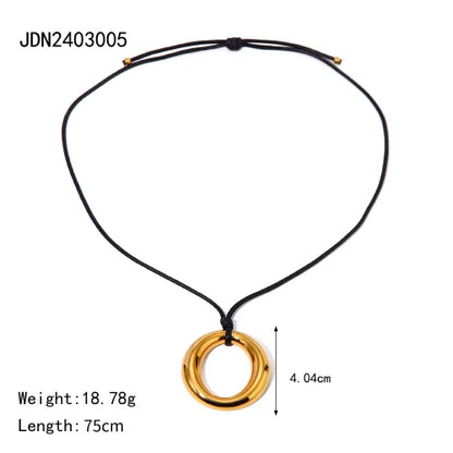 Youthway Trendy Stainless Steel Waterproof Irregular Geometric Metal Wax Rope Necklace Gold Silver For Women Jewelry Gift