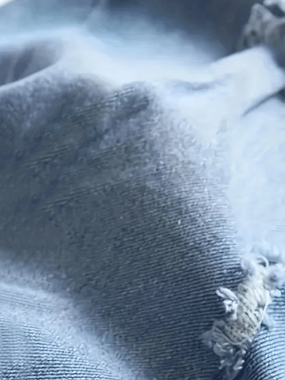 Men's Lightweight Slim-Fit Stretch Jeans | Light Blue with Ripped Design, Versatile Casual Street Style | Cotton Blend for All S