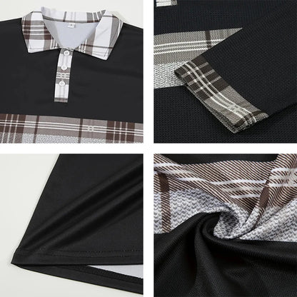 Spring and Autumn Men's Polo Shirt Lapel Pocket T-shirt Men's Business Casual Long sleeved European and American Plus Size