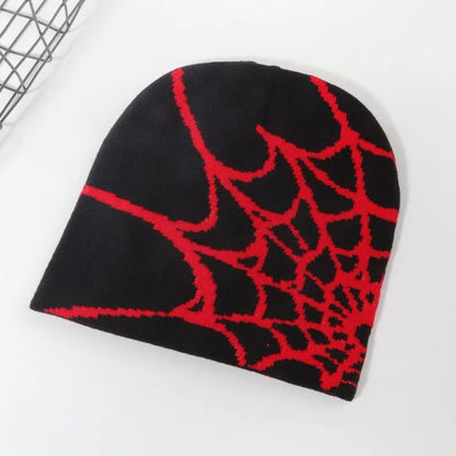 Knitting Spider Web Design Hat Skullies Beanies for Men Women Pullover Pile Cap Y2k Goth Warm Beanie Hats New Hip-hop Street Cap