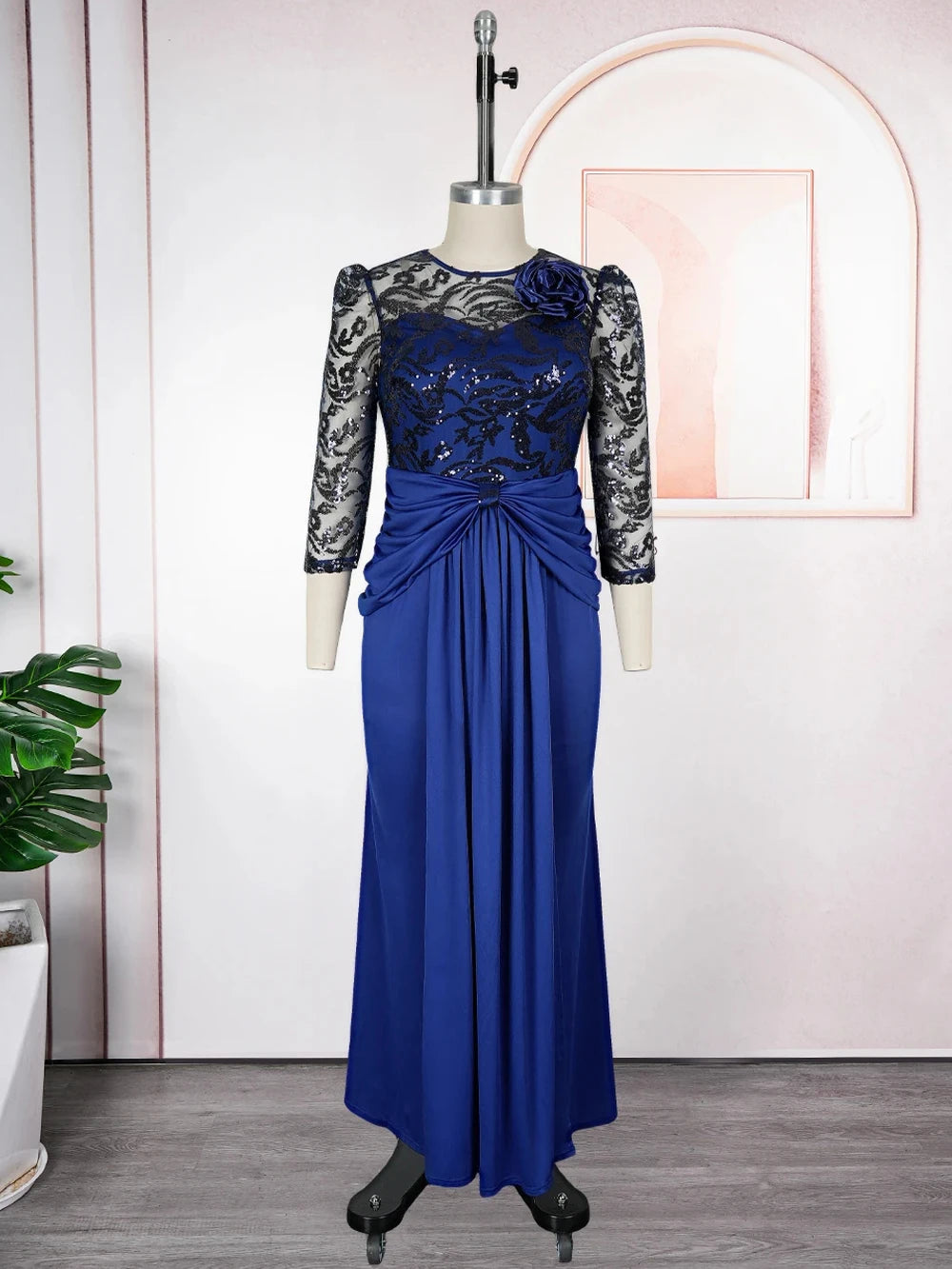 Elegant Women Luxury Party Dresses Sequin Pleated Mermaid Gown Wedding Prom Birthday Dinner Long Dress Ladies Africa Clothing