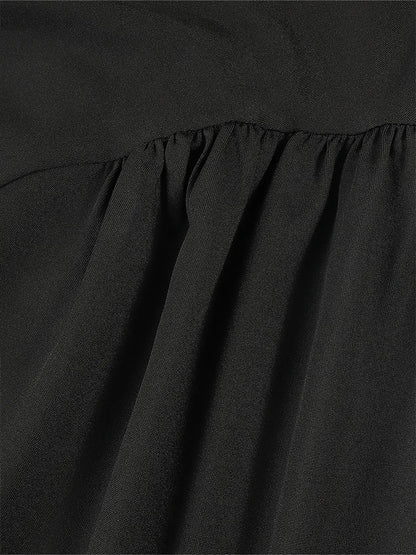 Solid Colour Square Neck Mini Dress Trimmed with Bow and Ruffle Solid Colour Pullover Dress Best for Spring/Summer