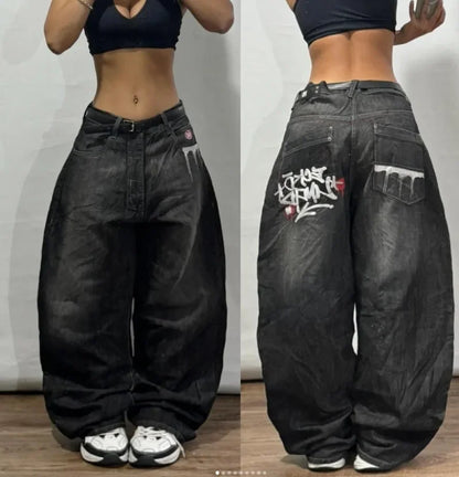 New American Street Retro Y2K Jeans Harajuku Hip Hop Light Blue Jeans For Men And Women Gothic High Waist Loose Denim Trousers