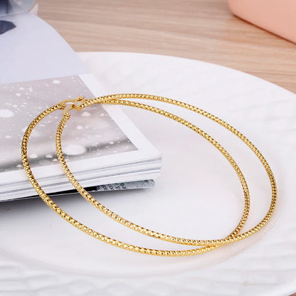 Hgflyxu Stainless steel Gold Hoop Earrings Large size Circle Ear Accessories Fashion Jewelry