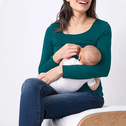 2024 Autumn Fashion New Women's Elegant Breastfeeding Top Pregnant Women's Wear Long Sleeve Casual Breastfeeding T-shirt