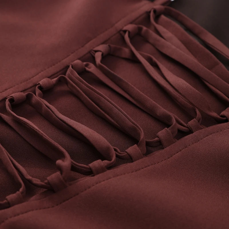 Sexy Backless Ruched Mini Dress Women Elegant Tapered Straps Square Collar Sleeveless High Waist Dresses 2025 Lady Party Gown