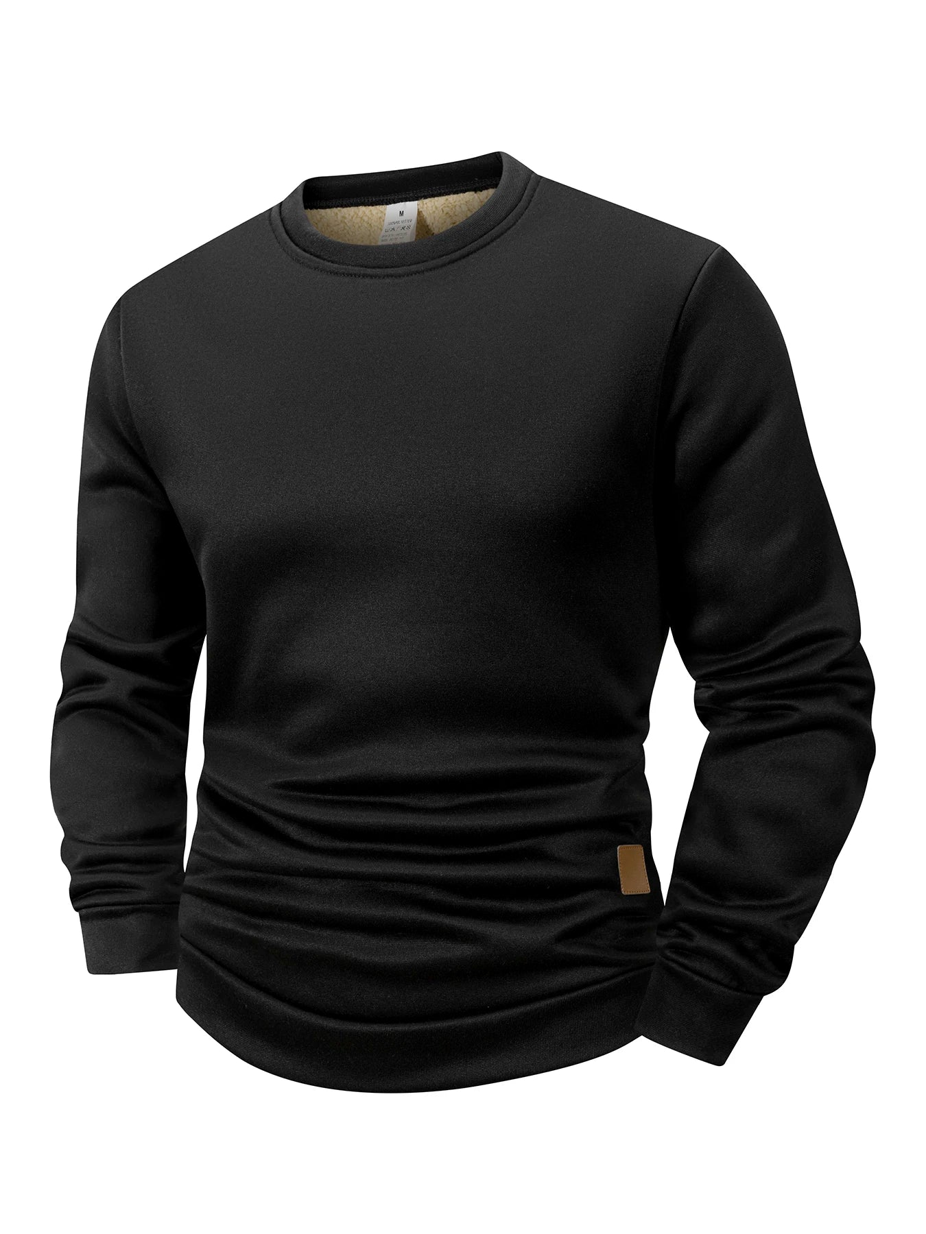 Winter Men's Crew Neck Sweatshirts Solid Color Fleece Thicken Sweatwear Outdoor Casual Daily Long Sleeve Pullover Man Sportswear