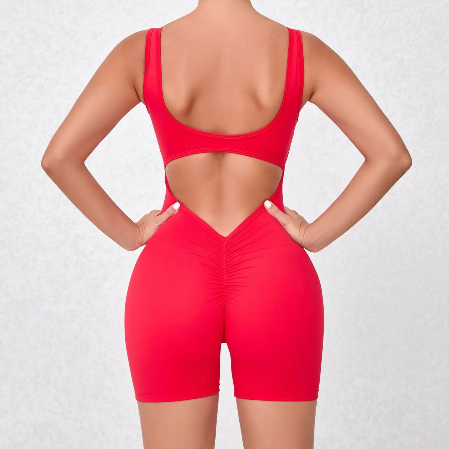 V Back One-Piece Suit Scrunch Sports Jumpsuit Women Gym Rompers Female Quick-Drying Yoga Clothing Fitness Sexy Bodysuits Women