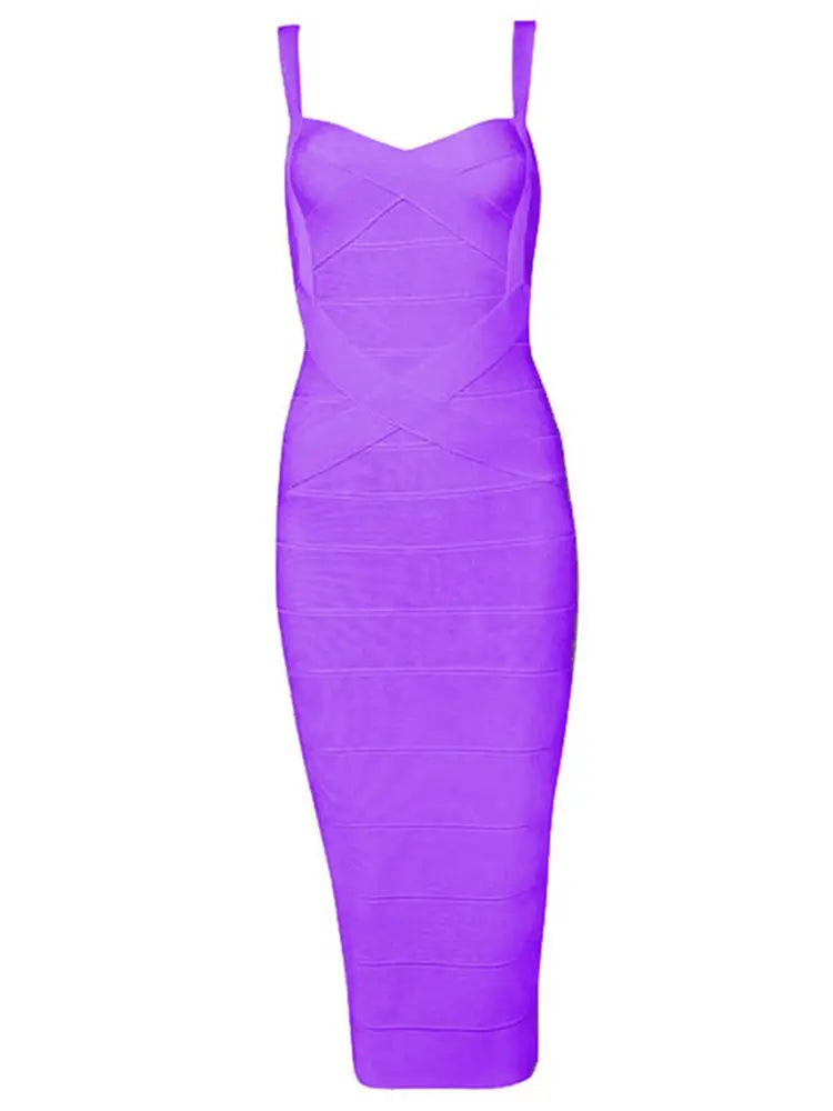 New 2026 Women Sexy Celebrity Midi Red White HL Elastic Bandage Dress Spaghetti Strap Club Bodycon Party Dress Wholesale HL434