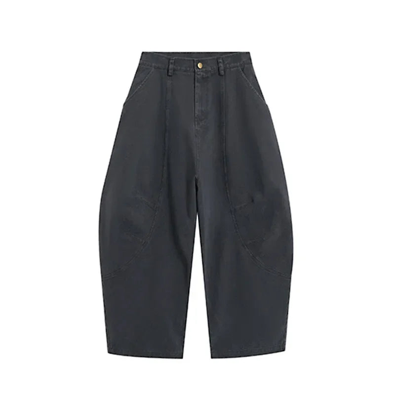 American Retro Simple Silhouette Knife Edge Pants Loose Fashionable Casual Wide Leg Workwear Trousers for Men And Women