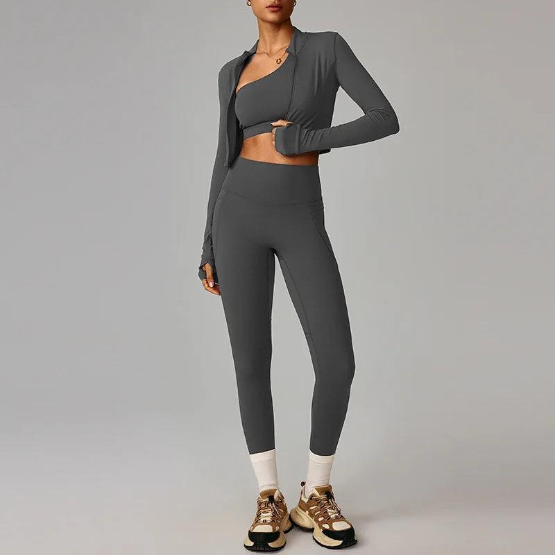 Seamless 3-Piece Activewear - Women's Fitness Set, Sin Costuras, Quick Dry, Yoga & Aire Libre