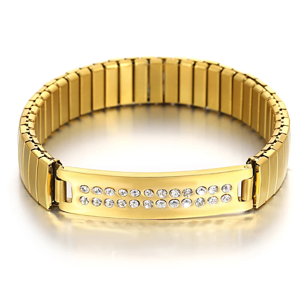 Freetry 18K Gold Plated Stainless Steel Adjustable Bracelet Fashion Elastic Metal Bracelet Trendy Jewelry Accessories Official