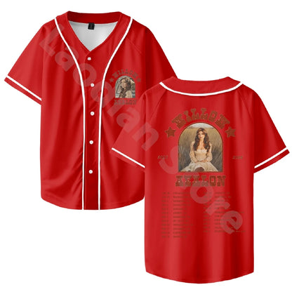 Willow Avalon Tour 2025 Baseball Jersey Hip Hop Shirts Fashion Jersey Casual Baseball Jacket Hip Hop Tshirt Cool Short Sleeve