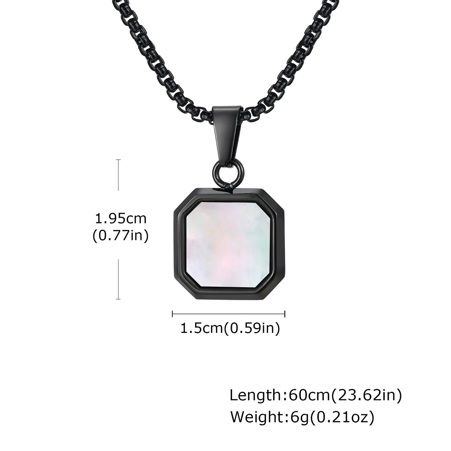 Trendy Pendant Necklaces for Men Boys,Square Natural Stone Stainless Steel Necklaces,Hip Hop Cool Healing Jewelry Gifts