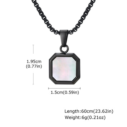 Trendy Pendant Necklaces for Men Boys,Square Natural Stone Stainless Steel Necklaces,Hip Hop Cool Healing Jewelry Gifts