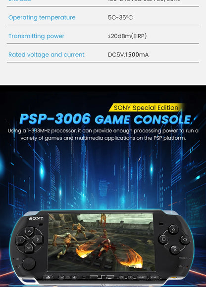 PlayStation PSP3000 Game Console (PSP-3006) PlayStation Handheld GBA Arcade Game Console+(Free Games) No UMD function