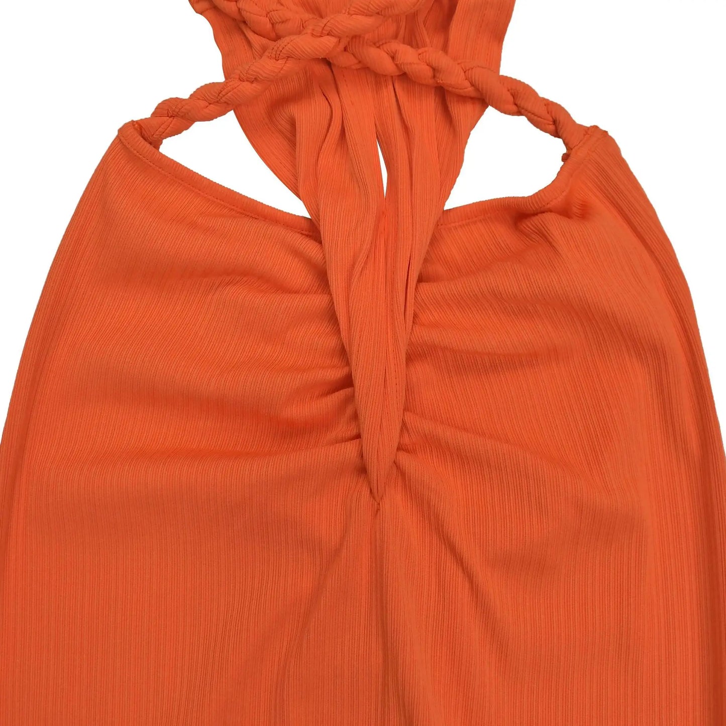 Women's Hollow Out Sleeveless Sexy Knitted Halter Neck Backless Solid Color Dress for Summer 2025