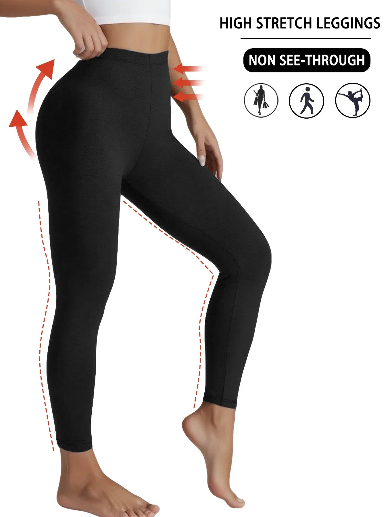 Women's Super Soft Leggings High Elasticity No See Through Workout Yoga Running Athletic Push Up Gym Long Fitness Leggings