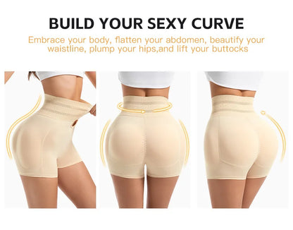 Women's Padded Butt Lifter Body Shaper with 4 Sponge Pads Tummy Control Shapewear Panties with Waist Cincher and Hook Closure