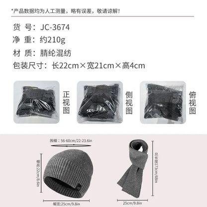 Winter Men's  Women's Warm Set Outdoor Plush Thick Windproof Ear Protection Knit Hat Scarf Two Piece Set Mens Hats 4m839