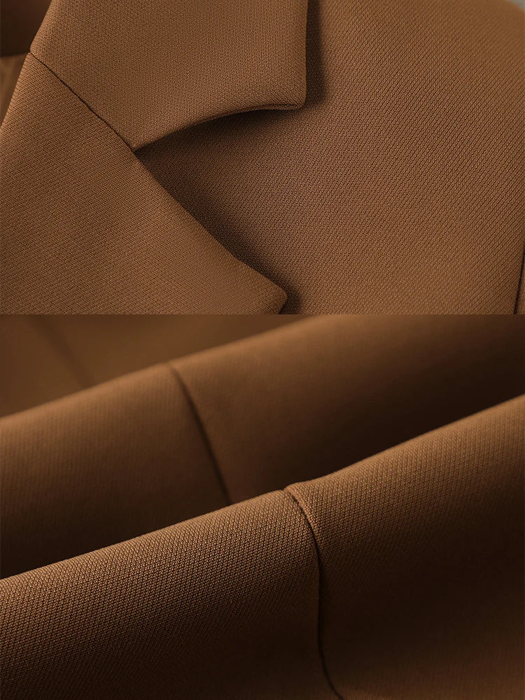 New Spring Autumn Brown Black Blazer Women Long Sleeve Single Breasted Office Ladies Jacket Business Work Wear Formal Coat